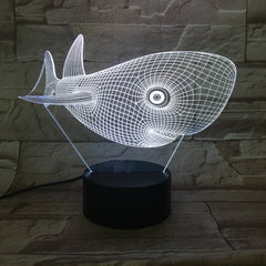 3D Lamp LED Light Cute Head Shark Table light NightLight Children Nightlight Visual Led Night Lights Illusion Decor Light 803