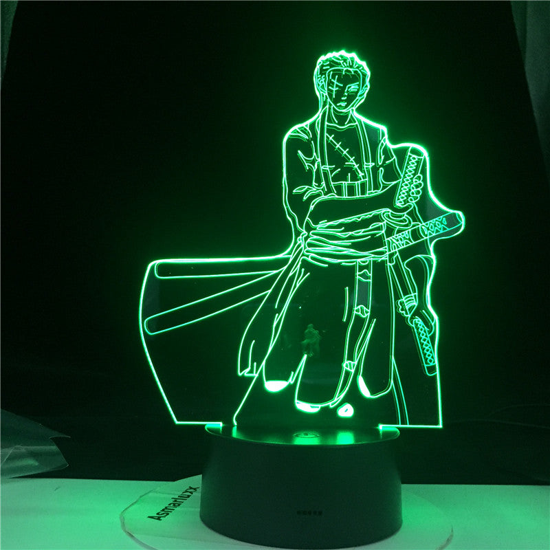 3D Roronoa Zoro Night Lamp Hot Anime light One Piece 7 Colors Charge Home Child Sleep Table Lava Birthday Lamp Dropshipping
