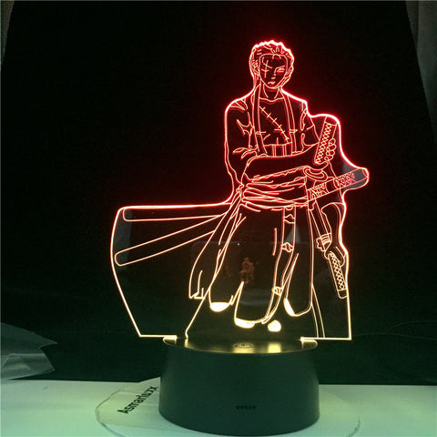 3D Roronoa Zoro Night Lamp Hot Anime light One Piece 7 Colors Charge Home Child Sleep Table Lava Birthday Lamp Dropshipping