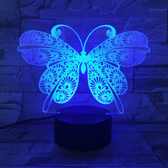 Butterfly 3D Visual Illusion Lamp Transparent Acrylic Night Light LED Lamp Color Changing Touch Table Bedroom Decoration AW-746