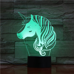 Unicorn Head 3D Hologram Illusion Unique Lamp Acrylic Night Light With Touch Switch Luminaria Lamp 7Colors Change Deco Gift1697