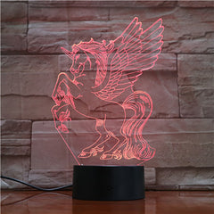 New Animal Horse 3d Nightlight 7 Colorful Touch Remote Usb Gifts 3D Light Fixtures Usb Led Luminaria Bedroom Table Lamp 1728