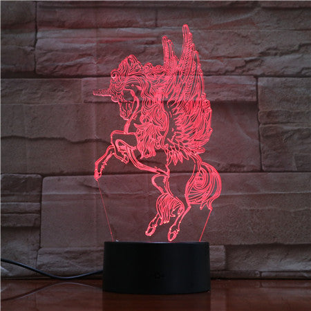 Horse 3D Night Lamp Creative Novelty Electronic Gift Lamp Lovely cartoon children's toys Led Night Light Novelty USB Lamp 1727