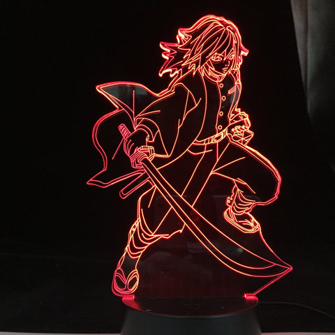 Acrylic Led Night Light Anime Demon Slayer Agatsuma Zenitsu Figure for Kids Child Bedroom Decor Cool Kimetsu No Yaiba Lamp Gift