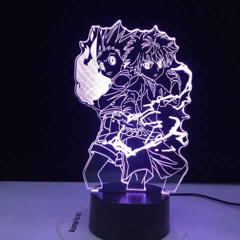 Gon and Killua Figure 3d Night Light Anime HUNTER Nightlight for Kids Bed Room Decor Lighting Child Birthday Bedroom Decor Lamp